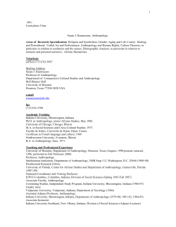 1 2011 Curriculum Vitae Susan J. Rasmussen, Anthropology Areas