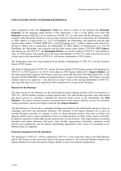 Explanatory Notes to Demerger Proposal
