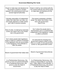 Government Matching Pair Cards Power to make laws and