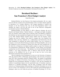 Bernhard Berliner - International Psychoanalysis