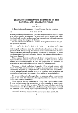 quadratic diophantine equations in the rational and quadratic fields
