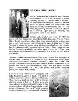 THE SEADIN FAMILY HISTORY Nils Olof Sj&ouml;din was born in Bj&auml;llsta