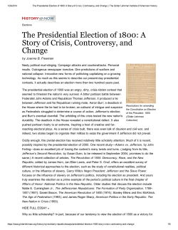 The Presidential Election of 1800: A Story of Crisis