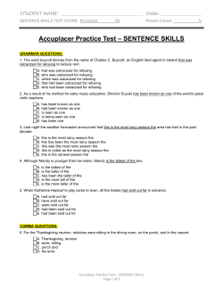 Accuplacer Practice Test – SENTENCE SKILLS
