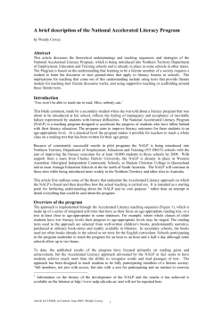 A brief description of the National Accelerated Literacy