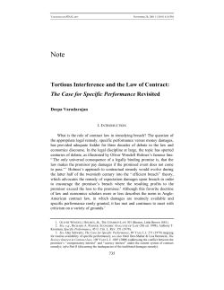 Tortious Interference and the Law of Contract: The Case for Specific