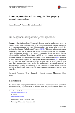 A note on possession and mereology in Ulwa property concept