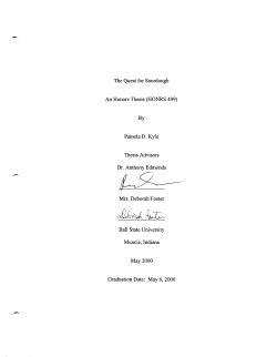 By Pamela D. Kyle Thesis Advisors Dr. Anthony Edmonds Mrs