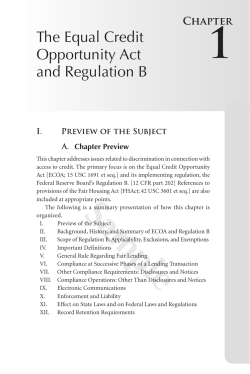 The Equal Credit Opportunity Act and Regulation B