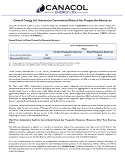 Announces Conventional Natural Gas Prospective Resources