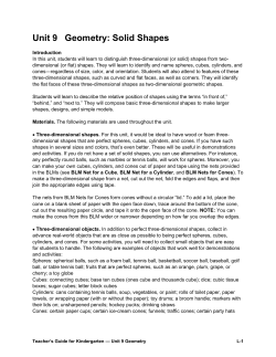 Unit 9 Geometry: Solid Shapes