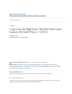 Copy Game for High Score: The First Video Game Lawsuit, 20 J