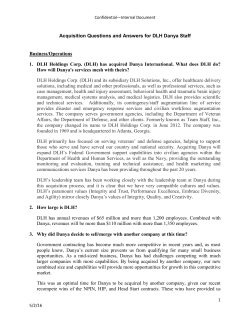 Acquisition Questions and Answers for DLH Danya Staff Business