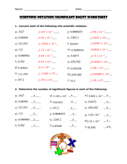 Scientific Notation/Significant Digits ANSWER KEY