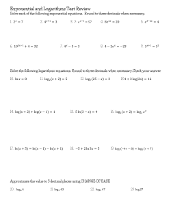 Exponential and Logarithms Test Review