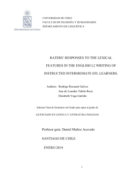 RATERS` RESPONSES TO THE LEXICAL FEATURES IN THE