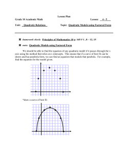 Quadratic Models using Factored Form
