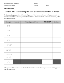 Section A4.2 &ndash; Discovering the Laws of Exponents: Product of Powers
