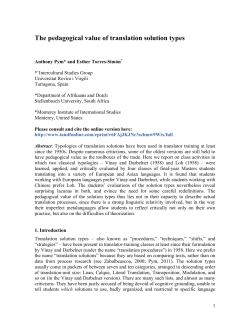 The pedagogical value of translation solution types