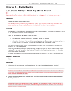Chapter 2 &mdash; Static Routing