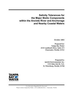 Salinity Tolerances for the Major Biotic Components within the