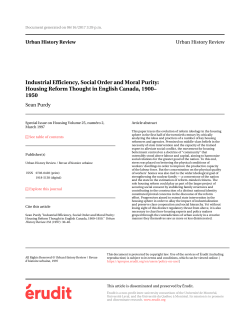 Industrial Efficiency, Social Order and Moral Purity: Housing Reform