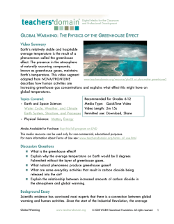 Global Warming: Physics of Greenhouse Effect - Educator