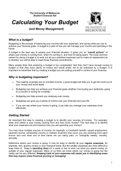 Calculating Your Budget - University of Melbourne