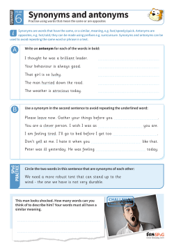 Synonyms and antonyms - St Joseph`s, Aberdeen