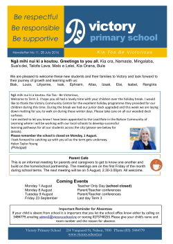 Newsletter #11 2016 - Victory Primary School