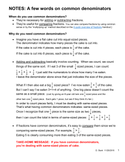 NOTES: A few words on common denominators