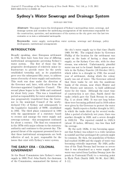 Sydney`s Water Sewerage and Drainage System