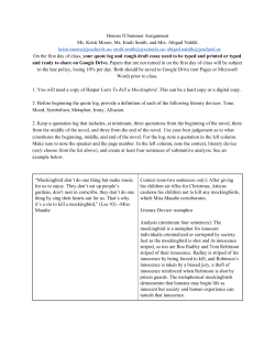 Honors English II Summer Assignment 2016-2017