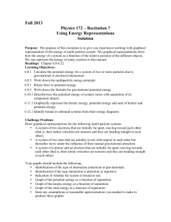 Fall 2013 Physics 172 &ndash; Recitation 7 Using Energy