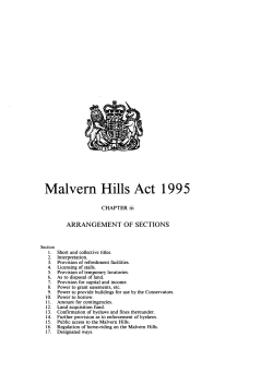 Malvern Hills Act 1995 - Malvern Hills Conservators
