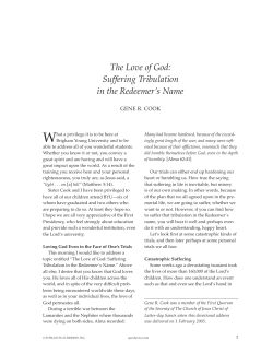 The Love of God: Suffering Tribulation in the Redeemer`s Name
