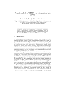 Formal analysis of BPMN via a translation into COWS