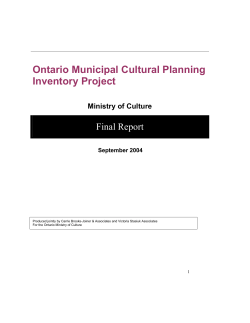 FINAL Report - Ontario Ministry of Tourism, Culture and Sport