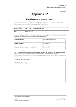 ASX Listing Rules - Appendix 3Z - Final Director`s Interest Notice