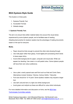 BDA Style Guide April14 - The Dyslexia