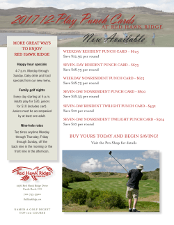 2017 12-Play Punch Cards - Red Hawk Ridge Golf Course
