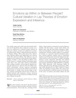Emotions as Within or Between People? Cultural Variation in Lay