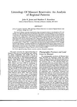 Limnology Of Missouri Reservoirs: An Analysis of Regional Patterns