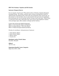 HIST 96.14 Seminar: Napoleon and His Enemies Instructor Margaret