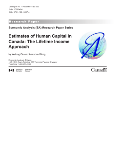 Estimates of Human Capital in Canada: The Lifetime Income Approach