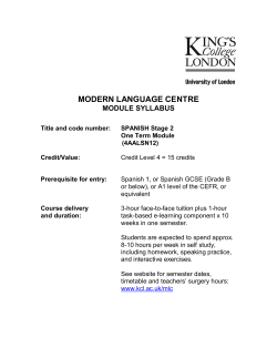 Syllabus and weekly schedule