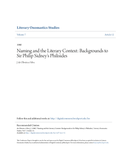 Naming and the Literary Context: Backgrounds to Sir Philip Sidney`s