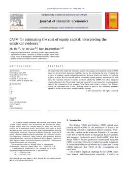CAPM for estimating the cost of equity capital Interpreting the