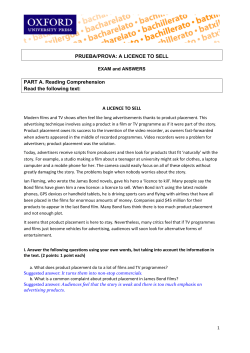 PRUEBA/PROVA: A LICENCE TO SELL PART A. Reading