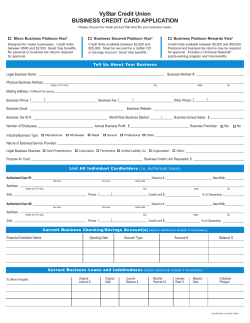 VyStar Credit Union Business Credit Card Application